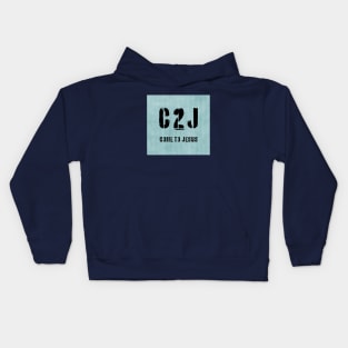 C2J Come To Jesus Matthew 11:28 - stripes Kids Hoodie